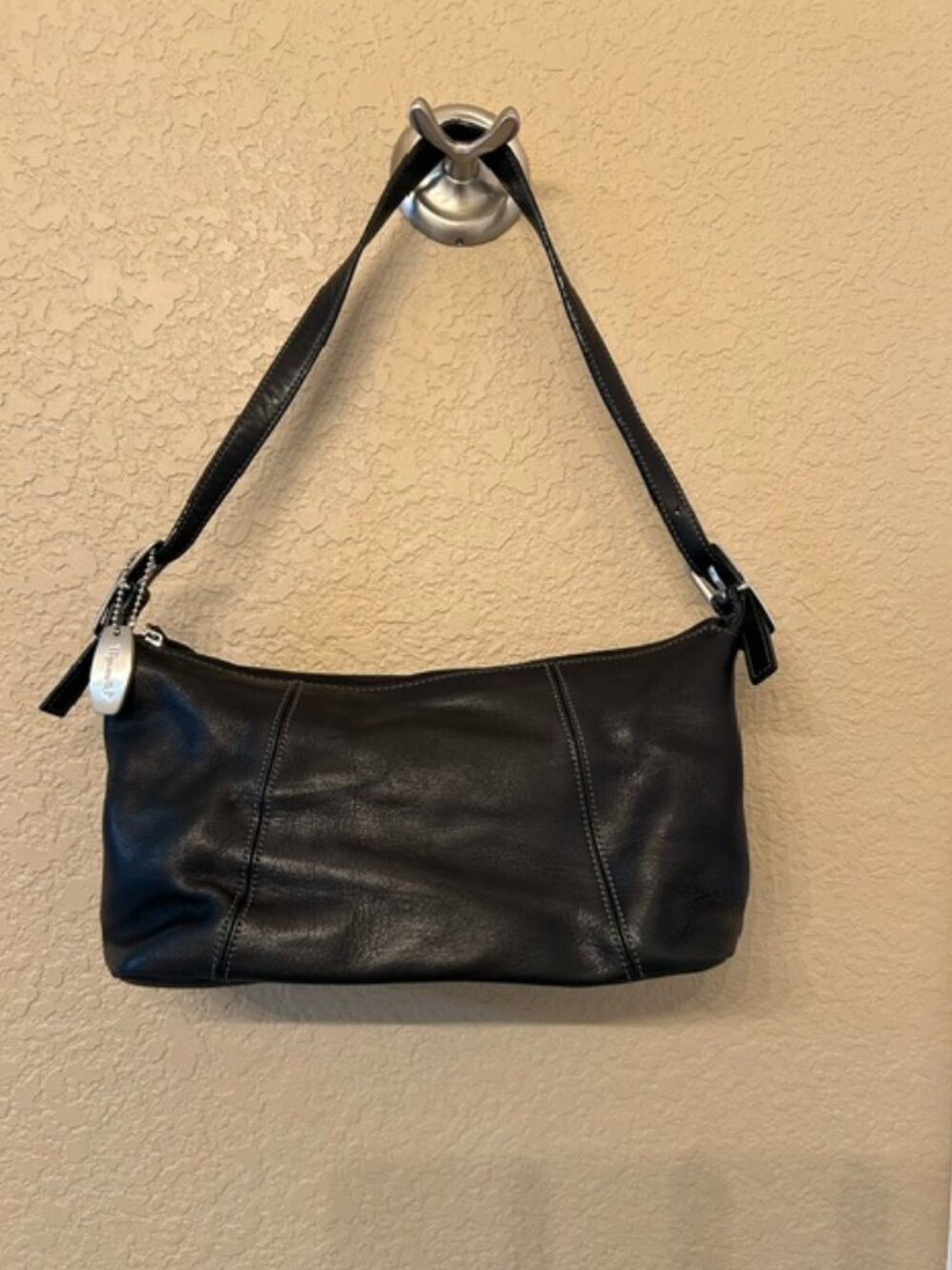 Tignanello Black Leather Shoulder Purse